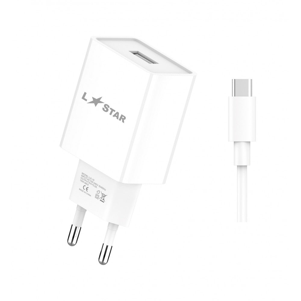 LSTAR LS-15 2в1 15W USB порт+кабел USB към Type-C