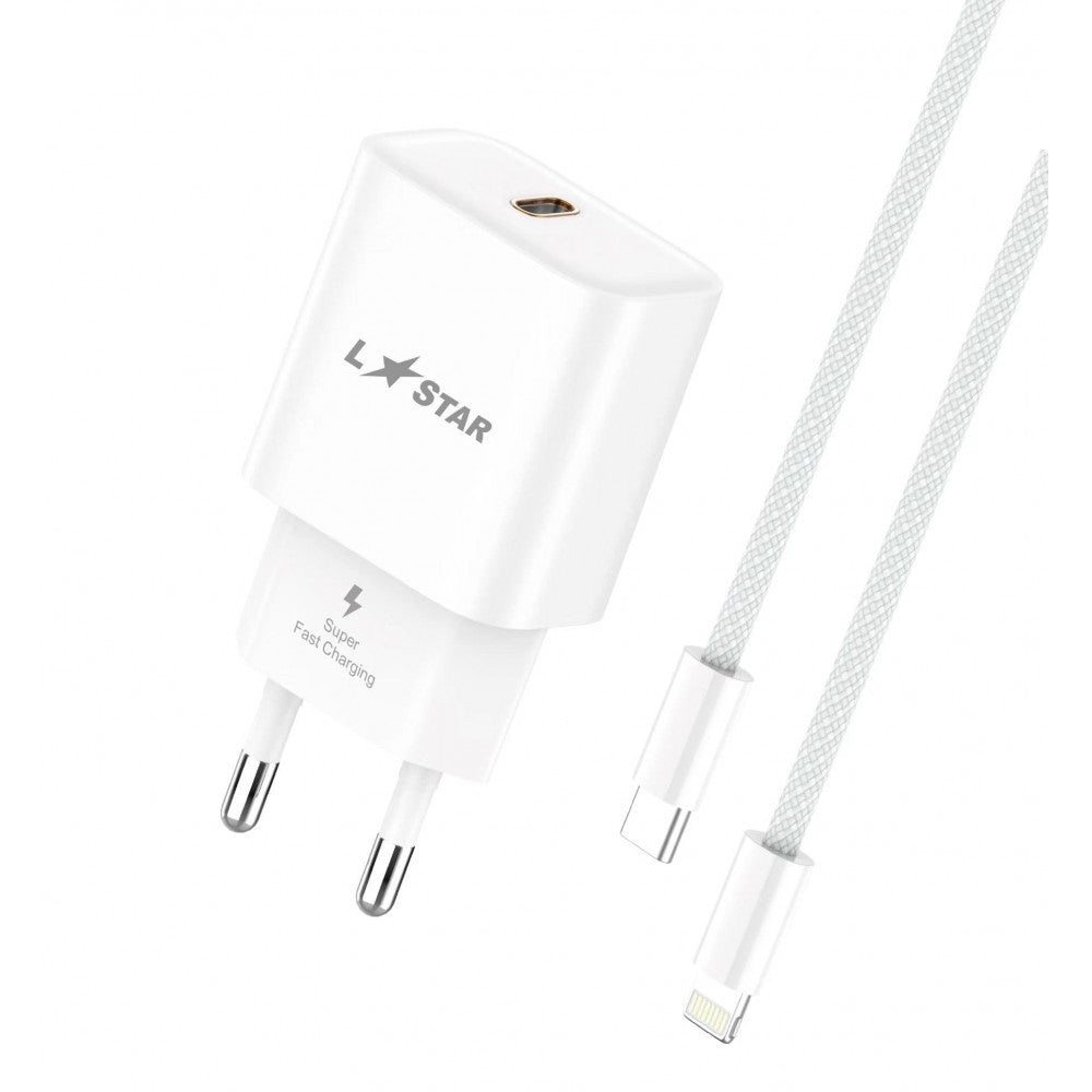 L✮STAR 25W 2в1 LS46 изх.USB-C PD Fast с кабел USB-C към Lightning