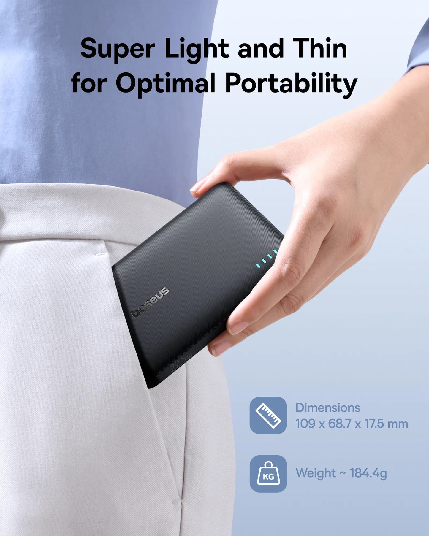 BASEUS Power Bank 10000 mAh 22.5W + кабел Type-C - Type-C, EnerFill FP21 Black - P1008210D123-00