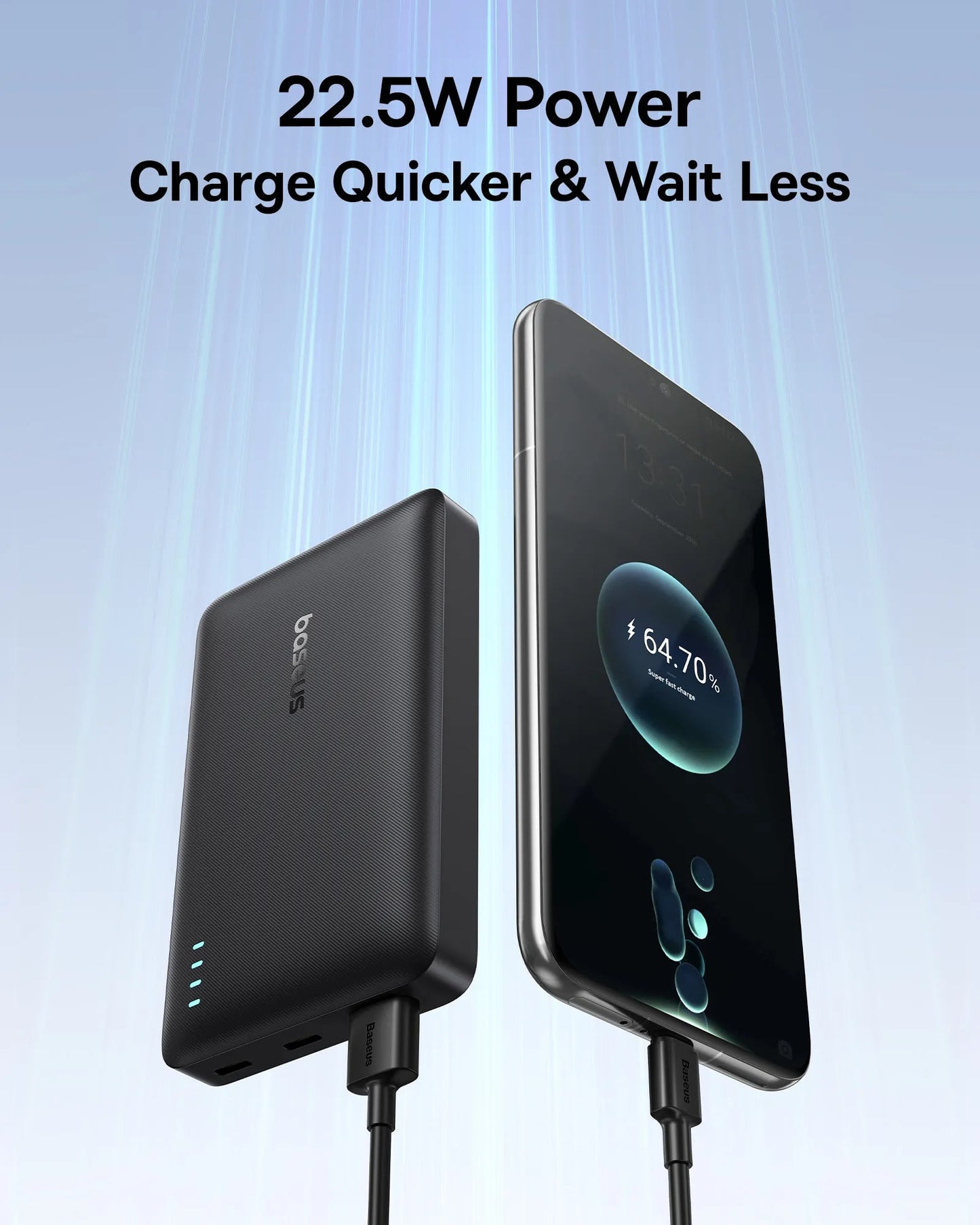 BASEUS Power Bank 10000 mAh 22.5W + кабел Type-C - Type-C, EnerFill FP21 Black - P1008210D123-00